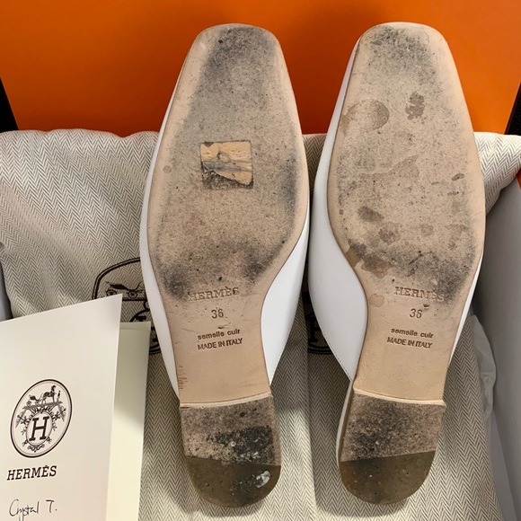 Hermes Tangeria Mules White Sz 36 - Picture 5 of 5